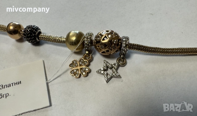 Златна гривна тип "Пандора" 12.66гр.20см., снимка 4 - Гривни - 54191787