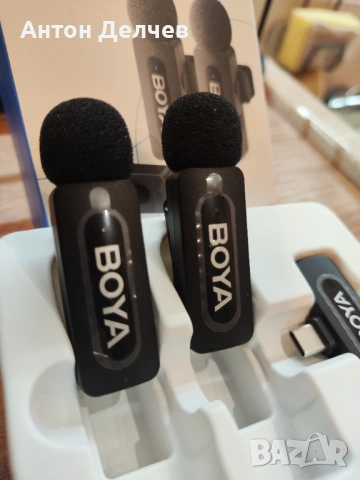 BOYA BY-V20 Безжични микрофони - Пълен комплект, нови, снимка 4 - Микрофони - 54939551