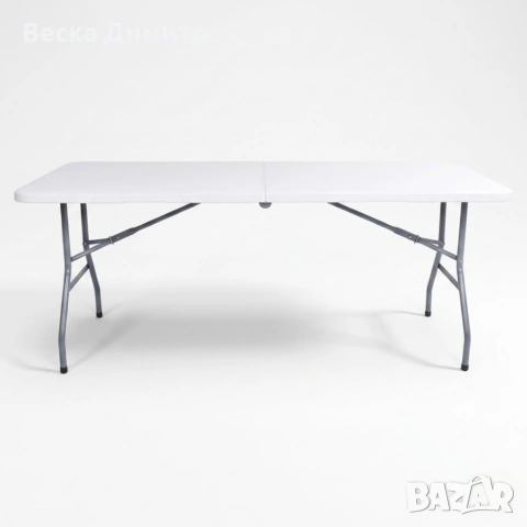 Сгъваема правоъгълна градинска маса, бяла - 180 x 69.5 x 73.5 см, снимка 7 - Градински мебели, декорация  - 54547544