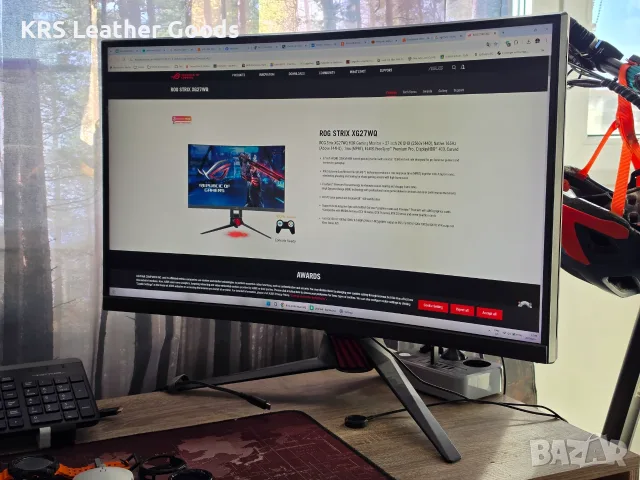 Гейминг монитор 27" ASUS ROG Strix XG27WQ – за лек ремонт / Здрава матрица и работещ