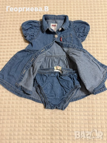 Дънкова рокличка Levi’s -9m., снимка 3 - Бебешки рокли - 54782813