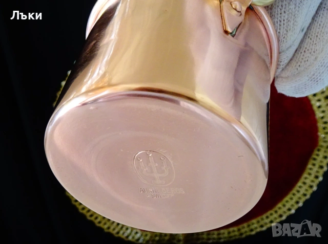 Шведска медна чаша за вино,чиста червена мед,печат. , снимка 7 - Антикварни и старинни предмети - 54160328