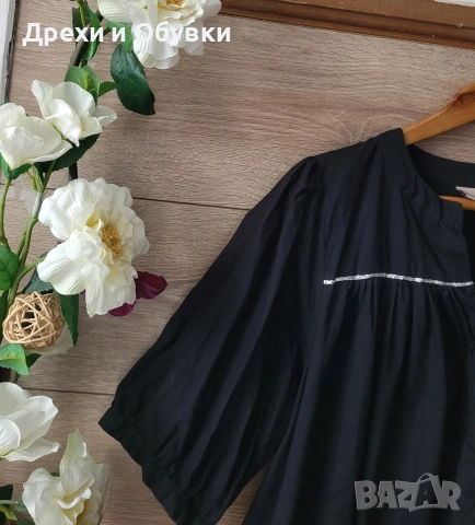 Черна ефирна туника памучна материя , снимка 5 - Туники - 54945417