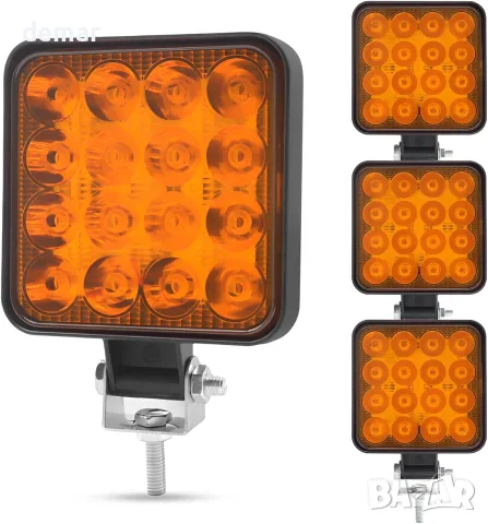 4 броя LED прожектори 4x4, Ултра ярки квадратни фарове 8,5 см, 12V