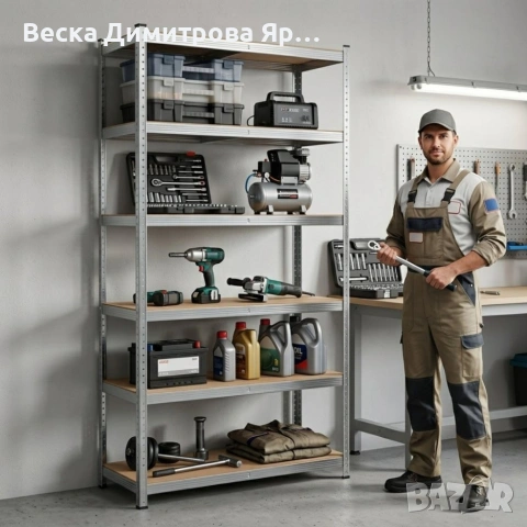 Професионален метален стелаж HÖGLER 222x110x50 см – 6 Рафта, до 1050 кг, регулируема височина, снимка 3 - Други - 54619422