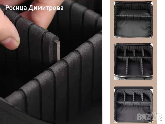 Куфар, чанта за грим и козметика с огледало и LED осветление - черен или розов цвят, снимка 8 - Чанти - 54290602