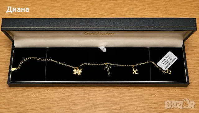 Чисто нова гривна Frost Couture – Sterling Silver 925, 18K Yellow Gold Plated/ позлатена с 18К, снимка 2 - Гривни - 55323585