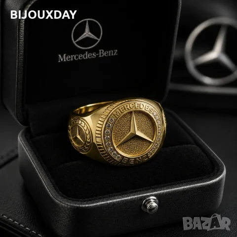 Масивен мъжки пръстен Mercedes Luxury с кристали