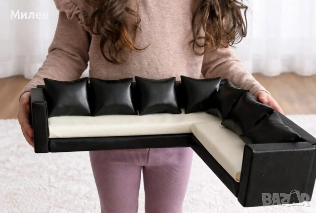 🛋️ Ръчно изработено ъглово диванче за кукли Барби, снимка 4 - Други - 54483867