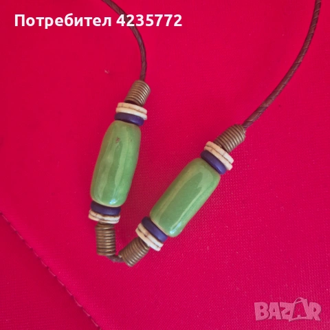 Винтидж бижута от балтийски кехлибар и керамика. , снимка 5 - Колиета, медальони, синджири - 54760969