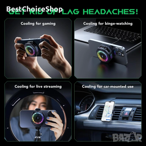 Магнитен охладител за телефон Black Shark 5 Pro с RGB светлини, снимка 10 - Селфи стикове, аксесоари - 55057407