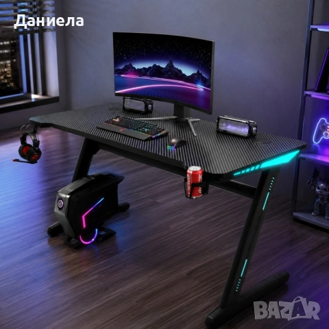 Професионално геймърско бюро 120см – LED осветление, снимка 2 - Други стоки за дома - 54695276