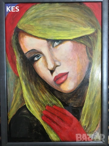 Момиче с червена ръкавица, снимка 2 - Картини - 54295093