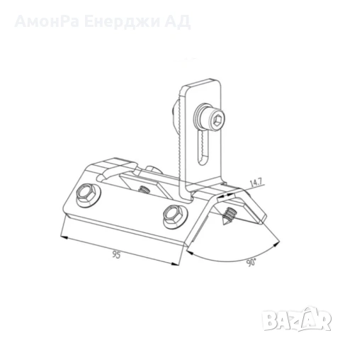 Скоба за трапецовиден метален покрив 08 в комплект с 4 самопробивни винта, имбус болт, федер шайба и, снимка 2 - Друга електроника - 54054464