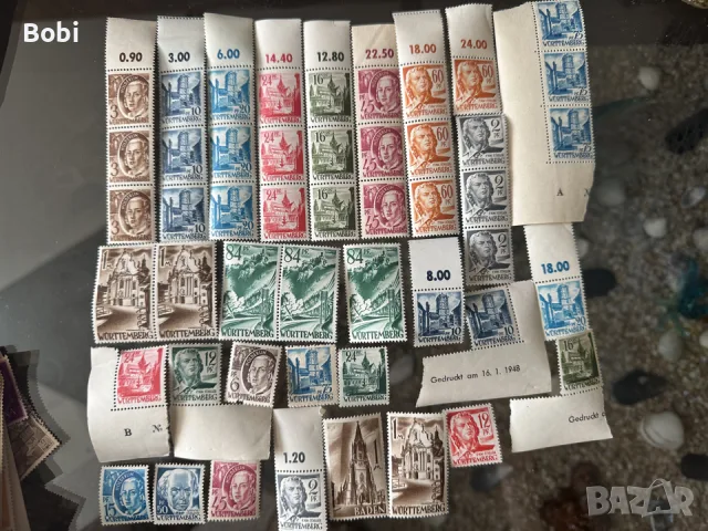 Немски колекционерски лот пощенски марки Baden-Wuertemberg 1947-48г, снимка 7 - Филателия - 55526316