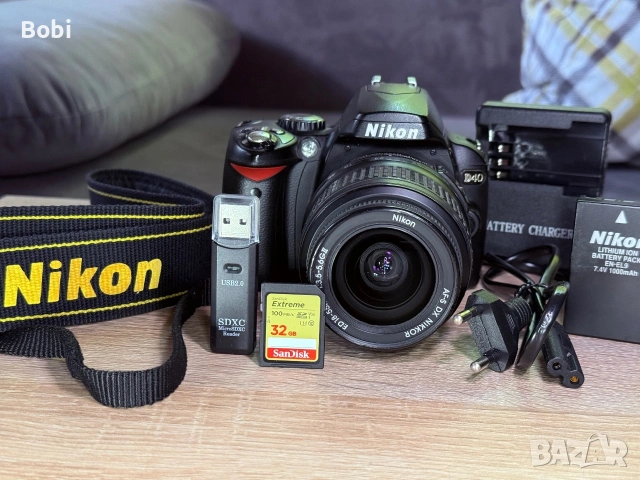 Nikon D40 с обектив Nikon AF-S DX NIKKOR 18-55mm f/3.5-5.6G II ED, снимка 2 - Фотоапарати - 55050190