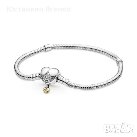 Сребърна гривна Pandora с 14к златно покрита висулка с верижкка змия от Disney Princes Lim. edit, снимка 6 - Гривни - 54729383