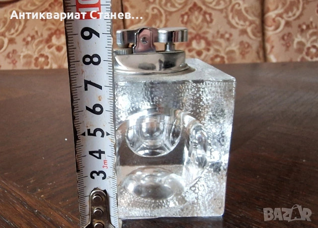Винтидж настолна газова запалка от художествено стъкло , снимка 6 - Запалки - 55148690