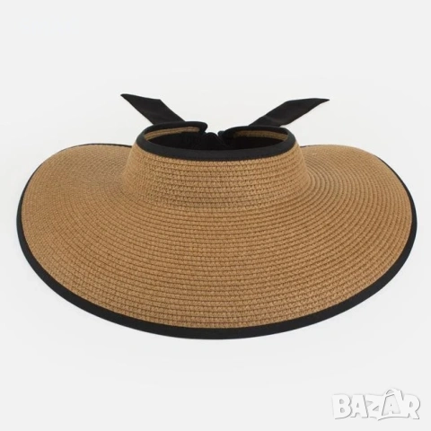 Дамска сламена visor шапка с панделка_1261254, снимка 3 - Шапки - 54904723