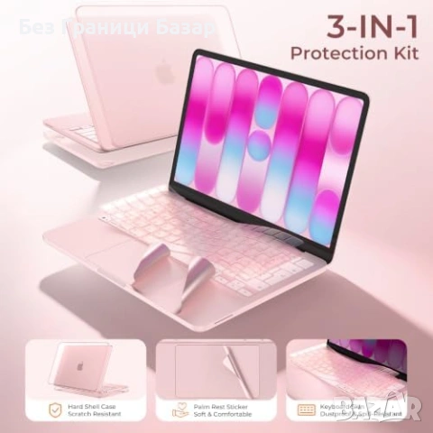 Нов Калъф за Apple MacBook Neo 13 A3404 2026 Frost Pink с клавиатурен протектор за защита лаптоп, снимка 7 - Друга електроника - 55123746