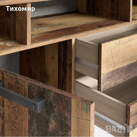 Шкаф за телевизор Retro, Винтидж, 161x64x41 см, 1 вратичка и 2 чекмеджета, снимка 5 - Скринове - 55494089