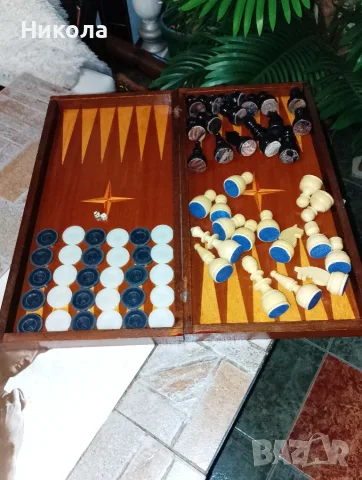 Шах-табла48/48 с дървени фигури и пулове, снимка 4 - Шах и табла - 43029726