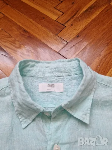 Страхотна мъжка ленена риза UNIQLO размер S , 100% лен , снимка 4 - Ризи - 55656620