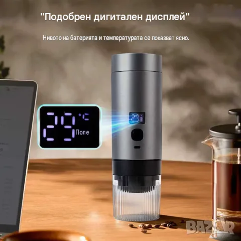 Компактна 3 в 1 кафемашина с вграден дисплей за температура, снимка 4 - Кафемашини - 55364983
