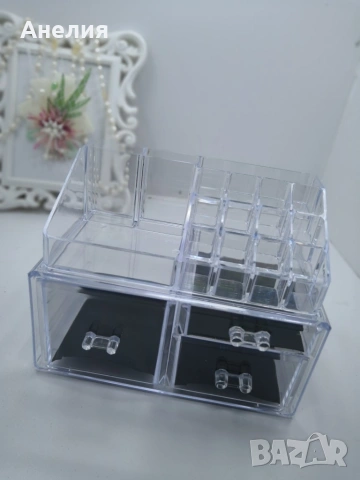 Практичен прозрачен органайзер за гримове в две части, снимка 2 - Други стоки за дома - 53999710