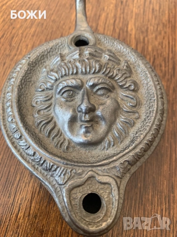 Ретро чугунен държач за лампа с лъвска глава – винтидж декор