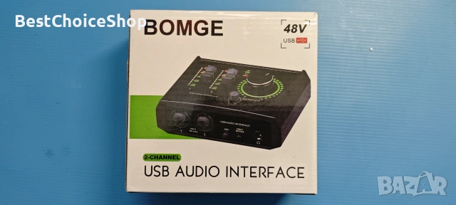 2-канален USB аудио интерфейс XLR 48V фантомно захранване за запис и стрийминг – Мини, снимка 5 - Ресийвъри, усилватели, смесителни пултове - 55066298