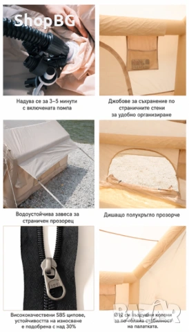Надуваема семейна палатка, снимка 6 - Палатки - 54870129