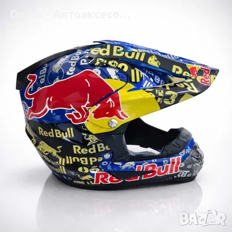 Крос каска RedBull Full Face за мотор, мотокрос и ATV - синя - S или M, снимка 3 - Аксесоари и консумативи - 55349753