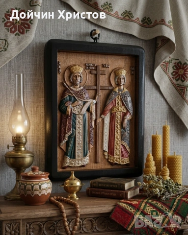 Св. Св. Константин и Елена , снимка 2 - Икони - 54631425