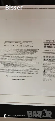 MacBook Air 13 M3 16GB 512GB Storage като НОВ, снимка 2 - Лаптопи за дома - 55400180