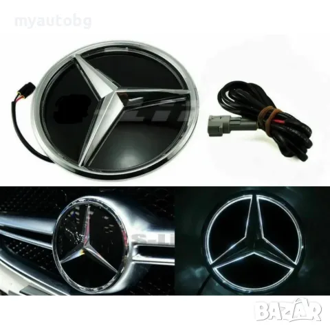 LED светеща стъклена емблема Mercedes-Benz 185 мм – W213 / W205