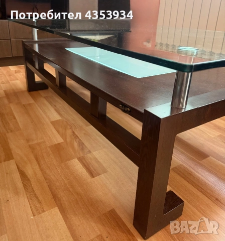 Холна маса от закалено стъкло и дърво, снимка 4 - Маси - 55151245