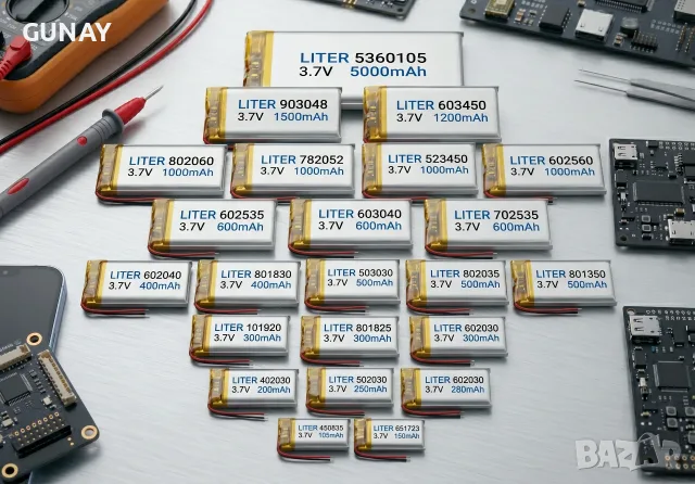 LITER ENERGY 3.7V Li-Po Батерии 450835 651723 402030 502030 101920 801825 602030 602040 Li-ion