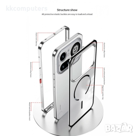 Магнитен Алуминиев Калъф за Nothing Phone (4a) Pro с Pop-Up ключалка - PC+TPU, 4 цвята, снимка 4 - Калъфи, кейсове - 54250462