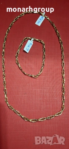 Комплет златна гривна и верижка, снимка 2 - Гривни - 54644890