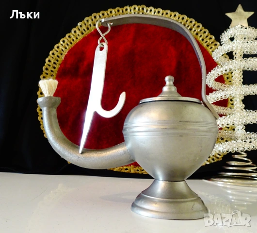 Калаена маслена лампа Аладин,печат,калаена сватба. 