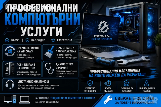 💻 Компютърни услуги | Преинсталиране на Windows | Диагностика | Профилактика
