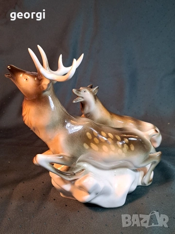 порцеланова статуетка Royal Dux Czechoslovakia елен , снимка 10 - Статуетки - 54175198