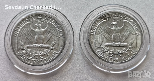 Четвърт долър 1962/64, снимка 2 - Нумизматика и бонистика - 54689778