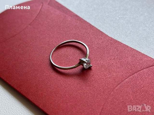Пръстен от сребро годежен с цирконий 925, снимка 2 - Пръстени - 54349244