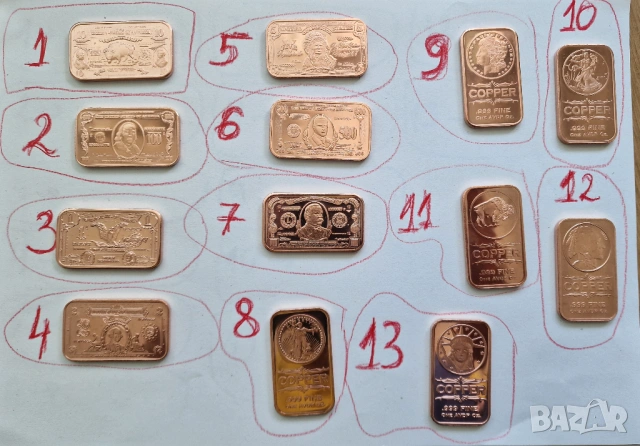 8. 💵 1 oz медна монета Indian Head – 999 медно кюлче copper coin copper bar