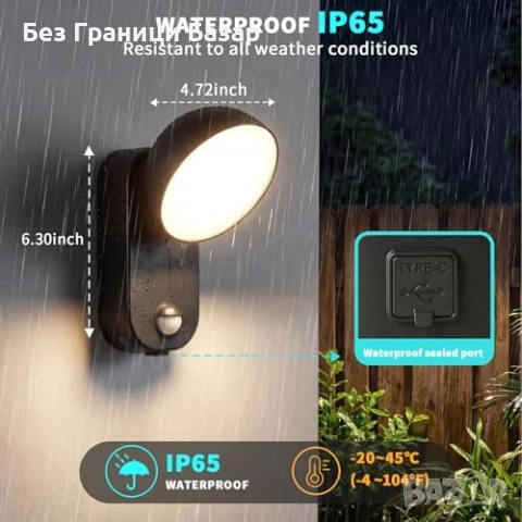Нова безжична Акумулаторна лампа за двор ограда гараж с дистанционно, снимка 6 - Външни лампи - 54041953