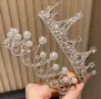 2 Вида сребрърна сребриста корона тиара диадема с камъни перли детска дамска, снимка 1