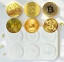 Bitcoin Биткойн Mora coin паричка монета долар корона детелина силиконов молд форма фондан , снимка 1