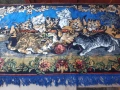 Стар плюшен ковьор с котета, снимка 3